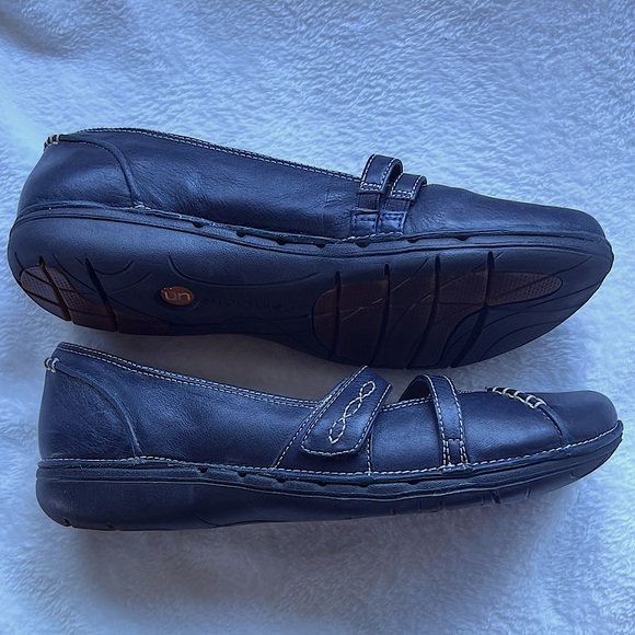 Clarks Unstructured Mary Jane Flats Womens Size 9 Navy Leather Loafers Mocs - Picture 13 of 14